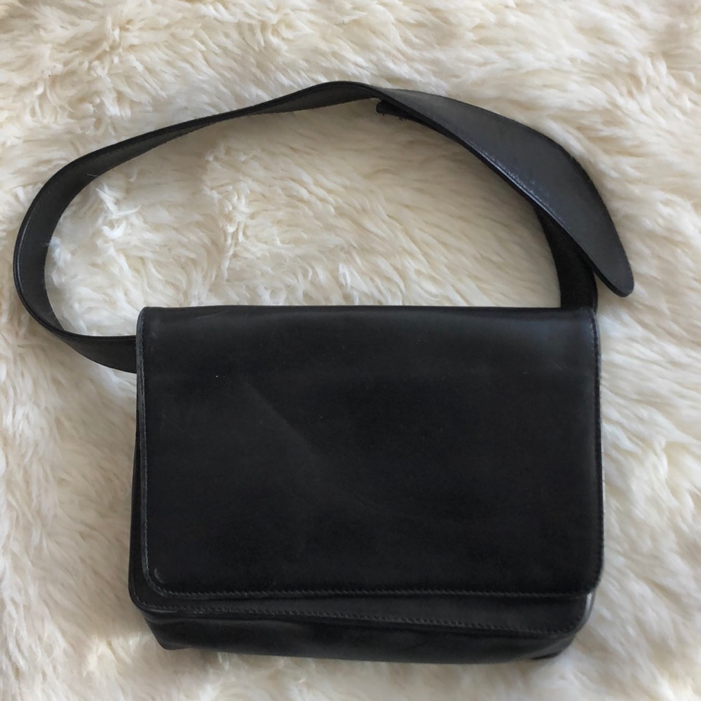 WAIST BAG Holt Renfrew Vintage Black Leather - Picture 1 of 3